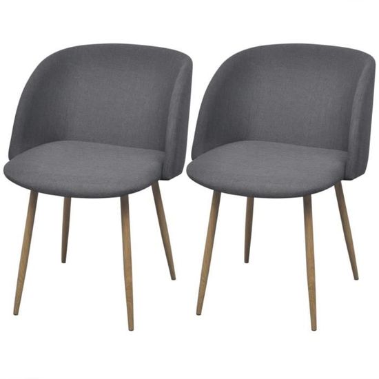 Vente-Hot Lot de 2 Chaises de salle à manger salon - Style contemporain chaise Cuisine Gris foncé Tissu ®YOQOA