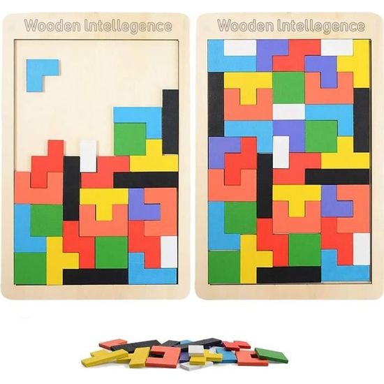 Puzzle Tetris en Bois - ZGEER - Tableaux et peintures - Enfant - 3 ans et plus