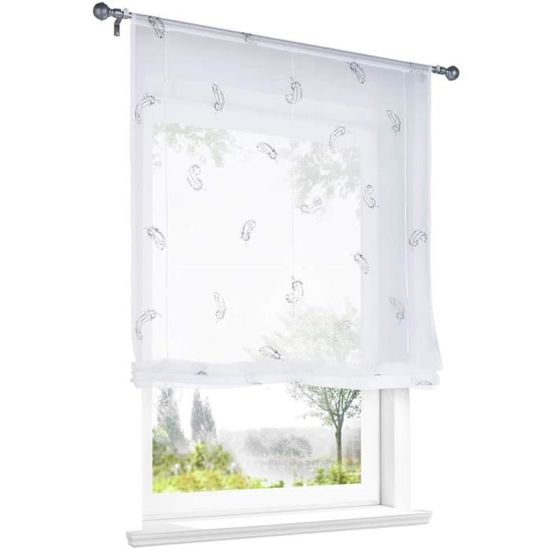 Store Romain Transparent 80x140cm - Bas Triangulaire Brodé, Réglable En Hauteur, Pour Salon/chambre