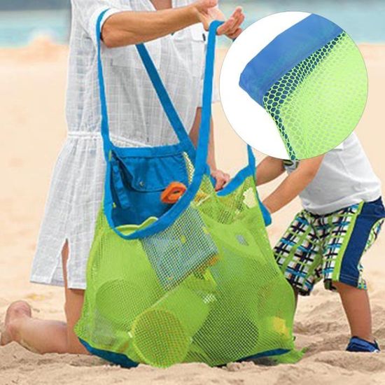 Sac en maille de plage pliable et peu encombrant facile a etirer sac a jouets de plage pour prendre des vacances en famille Cdiscount Bagagerie Maroquinerie