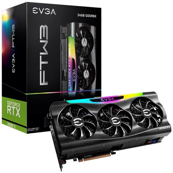 Carte graphique EVGA GeForce RTX 3090 Ti FTW3 GAMING 24 Go GDDR6X HDMI DisplayPort Overclocking Cdiscount Informatique
