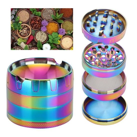 Moulin à épices LHOEST – Broyeur 4 étages En Métal, 63 Mm, Avec Grattoir Et Brosse (design Arbre Violet) Grinder Cuisine 63 Mm