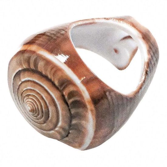Bague En Coquillage Percé Vert Marbré - Parfait état - Occasion