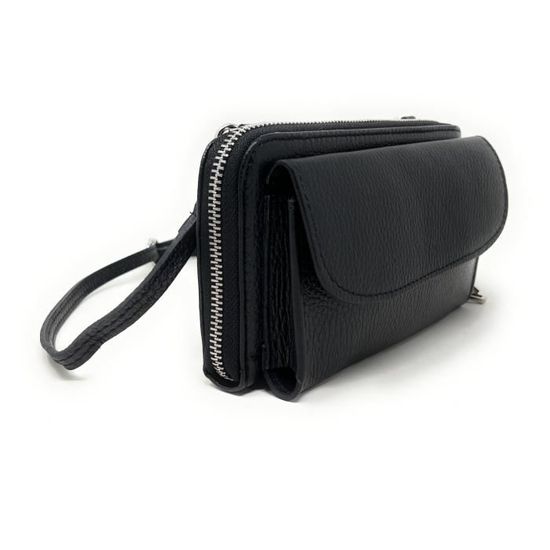 Portefeuille/porte-monnaie Zippé En Cuir Vintage Années 60 - Marque TBEG Noir Pour Femme