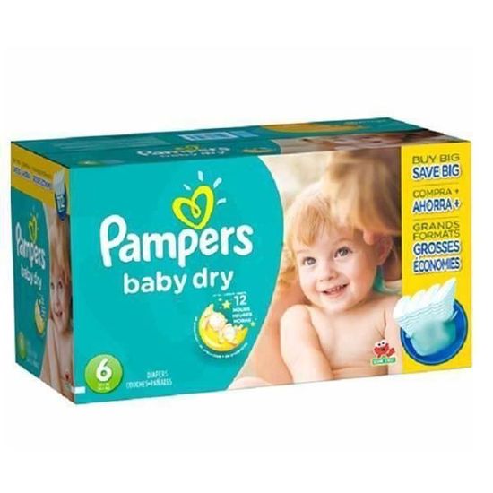 Pampers - 104 couches bébé Taille 6 baby dry