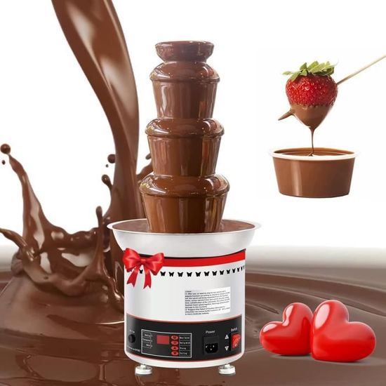 Fontaine à Chocolat Électrique 3 Niveaux - 450 G De Chocolat Fondu, Cascade Spectaculaire Avec 6 Fourchettes, Idéale Pour Anniversaires, Mariages Et Soirées Festives