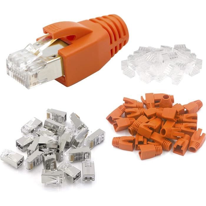 Lot de 25 connecteurs réseau Cat6 Fiche à sertir POE RJ45 Pour cable de ...