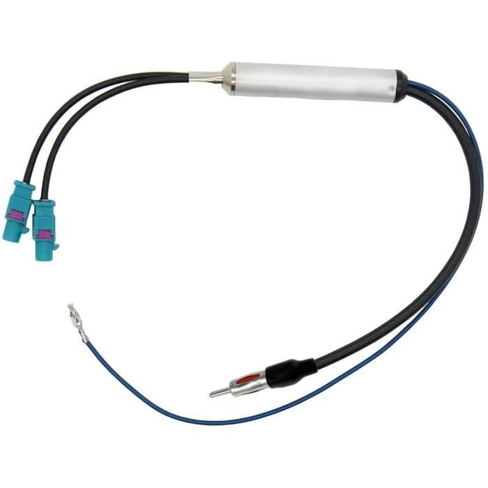 Amplificateur De Signal Antenne Auto – Adaptateur Double Fakra Vers Prise DIN – Compatible VW Touareg, Porsche Cayenne