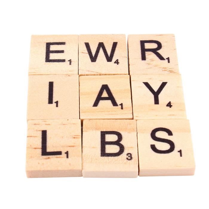 100 tuiles de Scrabble en bois noir chiffres de lettres pour les alphabets en bois d'artisanat -PAS