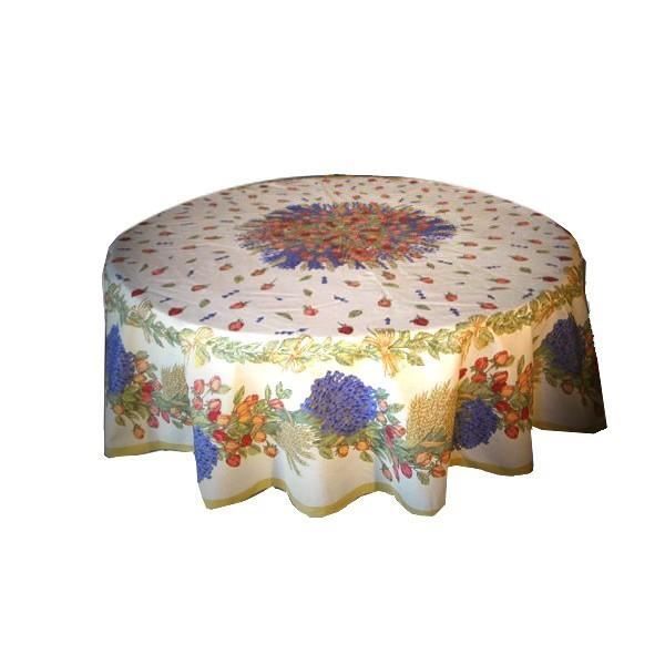 Nappe ronde coton enduite rose lavande rose 1m80