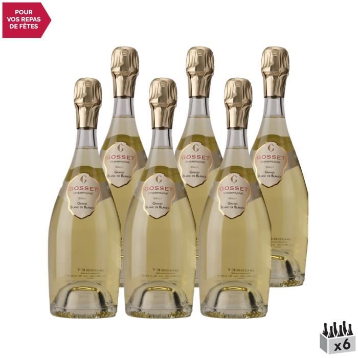 Champagne Grand Blanc de Blancs en Coffret Blanc - Lot de 6x75cl - Champagne Gosset - Cépage Chardonnay