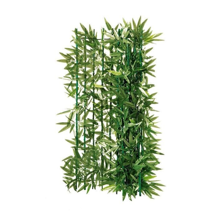 PUREDAY Haie artificielle brise vue -Bambou- - Ajustable par coupe - Vert - L3 x H1 m