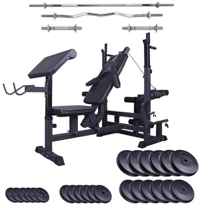 banc de musculation avec jeu d'haltã¨res et 112,5 kg 6x1,25 6x2,5 6x5 6x10 kg
