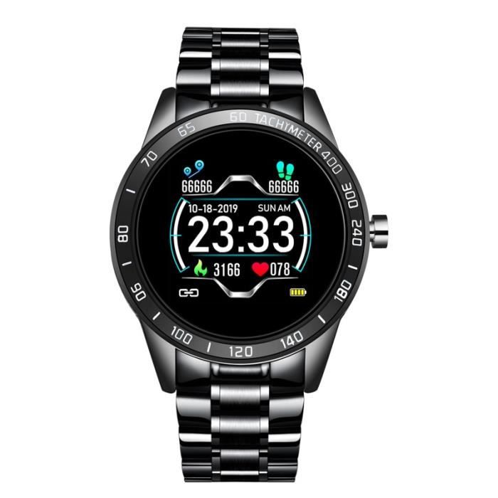 LIGE nouvelle ceinture en acier montre intelligente hommes Fitness Tracker IP67 étanche fréquence cardiaque moniteu - Black - WL5374