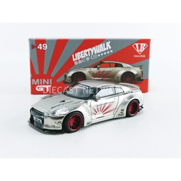 Voiture Miniature de Collection - MINI GT 1/64 - NISSAN GTR R35 Type 1 Rear Wing Version 2 - Gris Satin - MGT00049-R