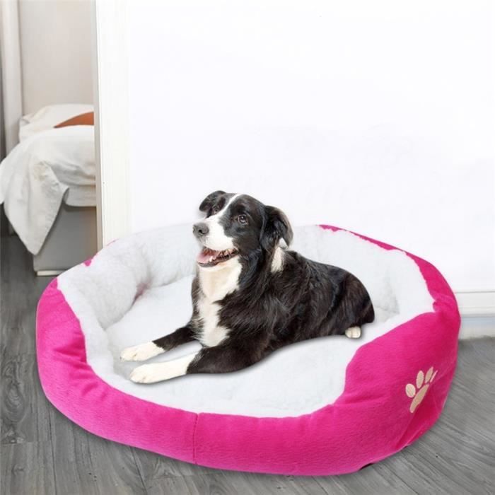 Corbeilles,Canapé en velours pour chien Lit pour chien Super doux, lavable niche longue en peluche - Type Hot Pink-50 x 40 cm