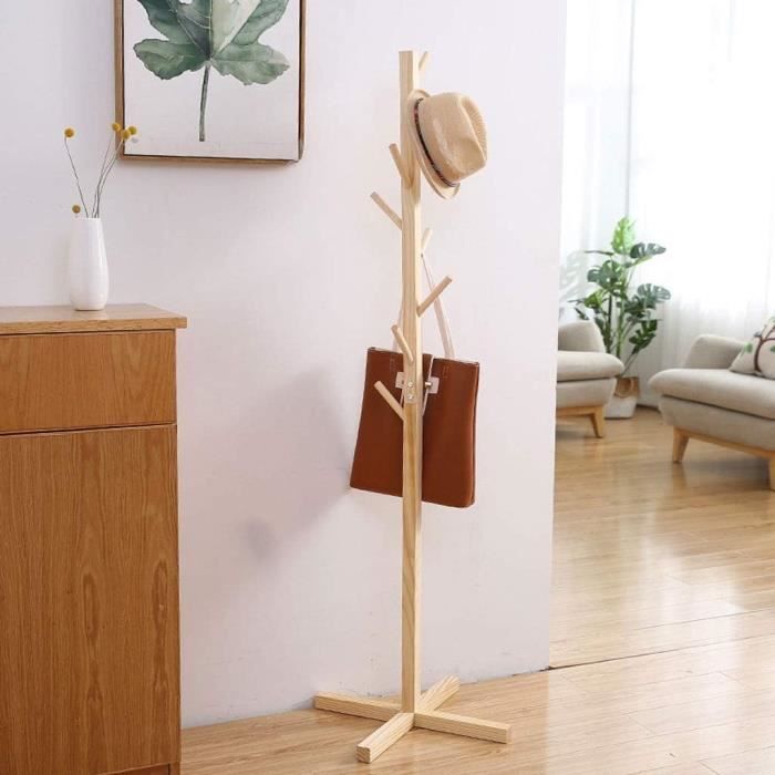WEIZI Porte-Manteau Porte-Manteau Porte-Chapeau Porte-Manteau en Bois Massif Porte-Manteau Moderne Porte-Manteau à Arbre Debout Libr