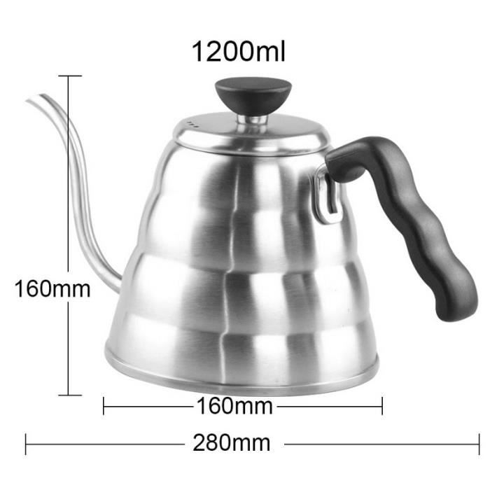 Café Pots,Acier inoxydable Hario café goutte à goutte col de cygne bouilloire Pot théière bouilloire théière haute - Type 1.2L