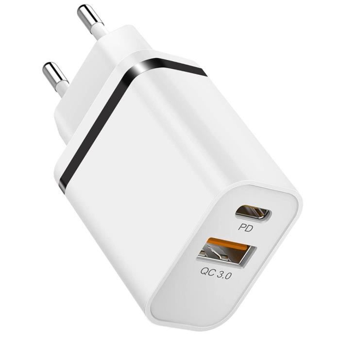 Chargeur Adaptateur Rapide 2 Ports USB Type-C pour realme 9 Pro - 9 - 8 Pro - 8 - 7