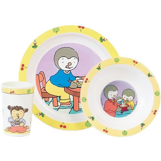 Fun House T'choupi ensemble repas comprenant 1 assiette, 1 verre et 1 bol pour enfant