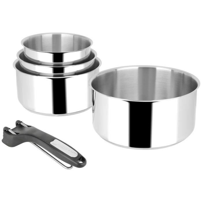 SITRAM Set de 4 casseroles 14-16-18-20cm + 1 pince amovible tous feux dont induction