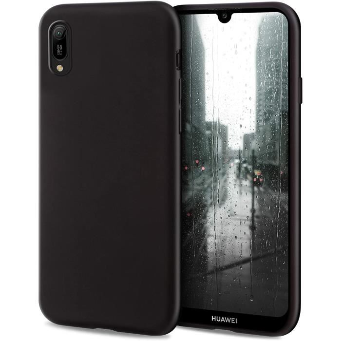Coque en Silicone pour Huawei Y6 2019, Noire - Finition Mate, Étui Fin et Mince de TPU Souple Case Cover