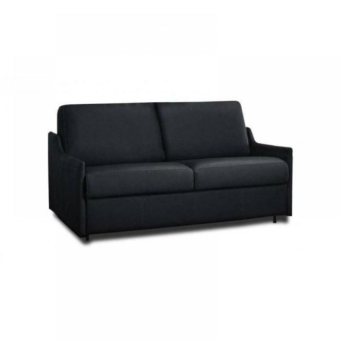 Canapé lit 3 places LUNA convertible EXPRESS 140cm polyuréthane noir matelas 16 cm noir Cuir Inside75