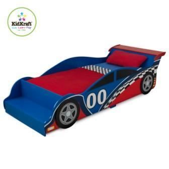 Lit pour enfant voiture de course en bois 190x7…