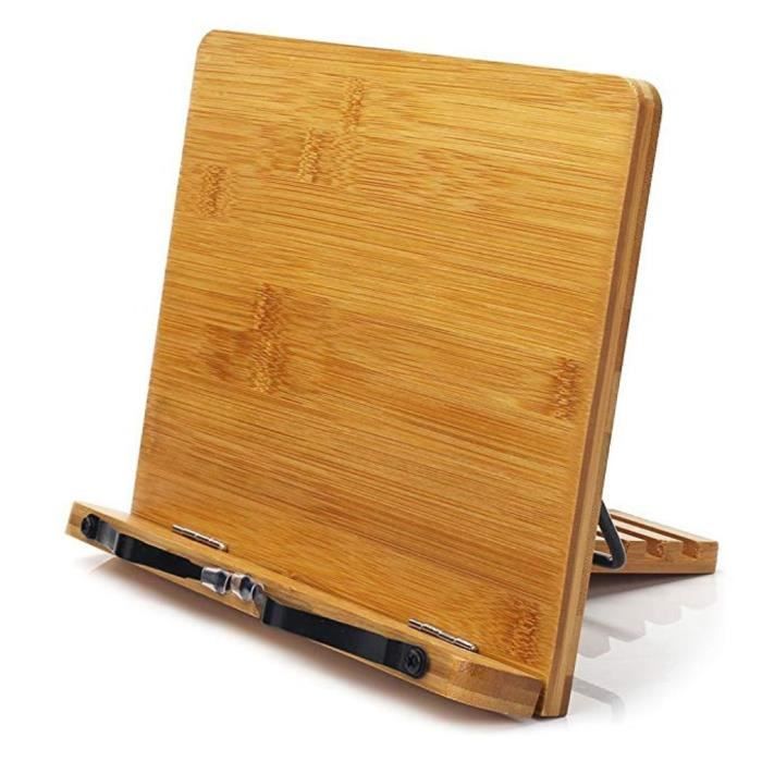 Support de lecture Support de livre en bambou Support de livre réglable Plateau de lecture, S: 280 * 210mm, couleur bois