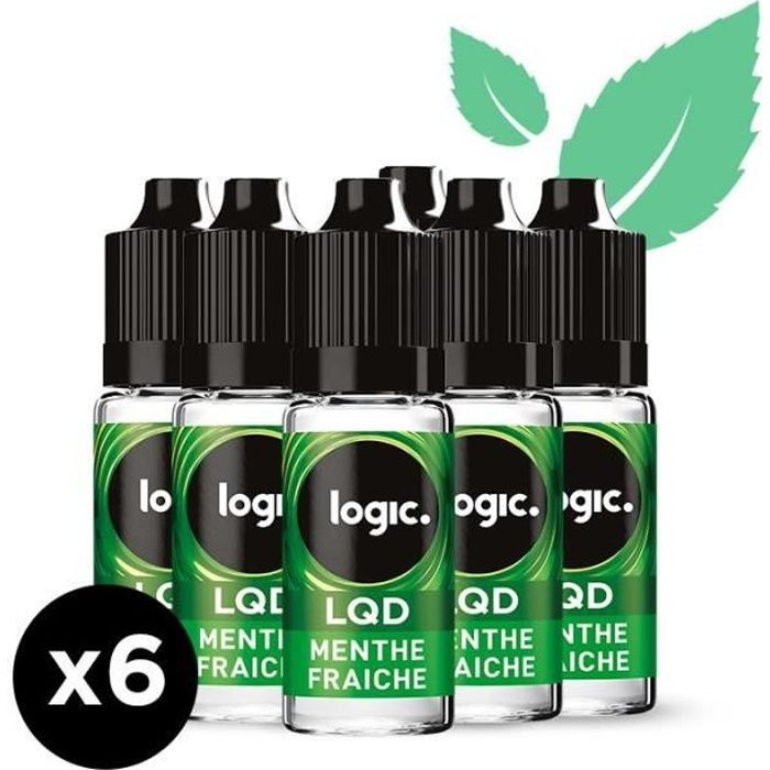 Logic LQD - Goût Menthe Fraiche - 12 mg - 6 bouteilles d'e-liquide.