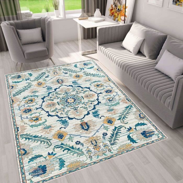 Tapis Médaillon Kars, Antidérapant et Lavable en machine, 120x180cm