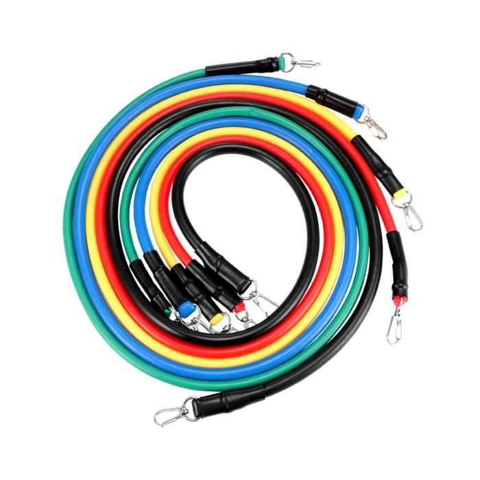 11Pcs Bandes De Résistance Tube Élastique Fitness Exercice Yoga Pilâtes Gym Sport