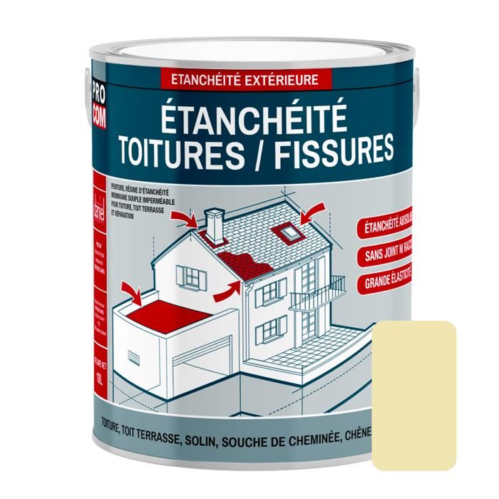Peinture d'étanchéité pour toiture, réparation tuiles, fissures, anti-fuites, anti-mousse, décore et protège 0.75 litresSable 0,75