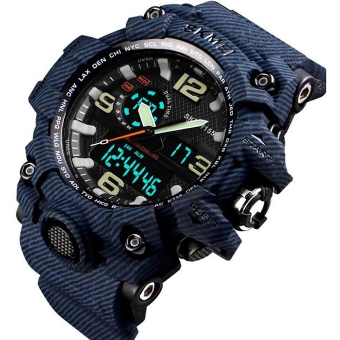 SHARPHY Montre Homme de marque Sport LED Numérique bleu étanche Superbe