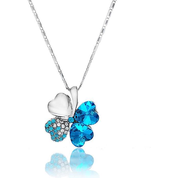 Swarovski Elements - Pendentif trèfle quatre feuilles en cristal - chane 47 cm3387