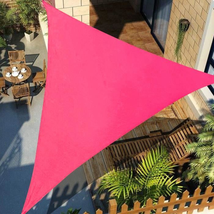 Voile d'Ombrage Imperméable Auvent Triangle Lavable Résistant Soleil Durable ROSE 4X4X4M