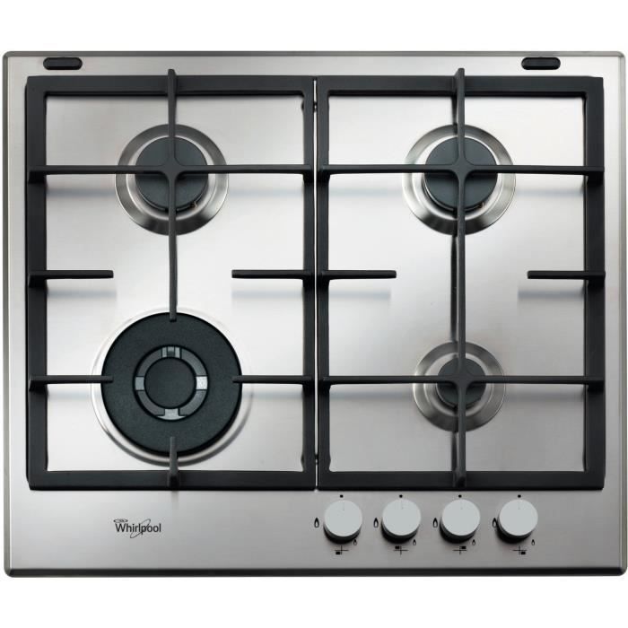 Whirlpool AKA 6422-IX, Intégré, Cuisinière à gaz, Acier inoxydable, Acier inoxydable, Fonte, Gauche