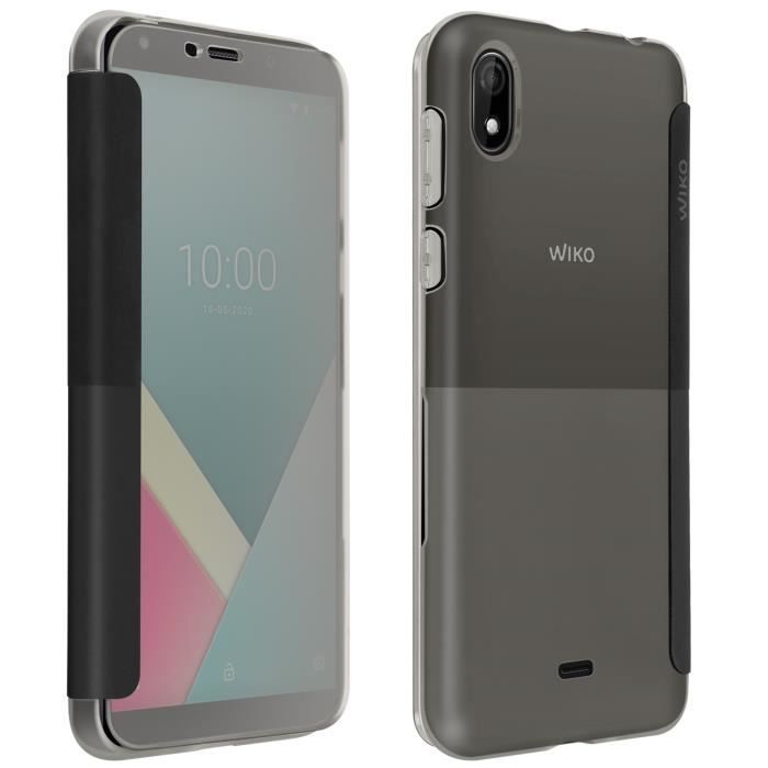 Housse Wiko Y61 Fenêtre Intelligente Tactile Easy Folio Original Gris anthracite