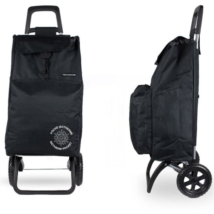 Chariot de courses 42 Litres avec compartiment isotherme - Noir