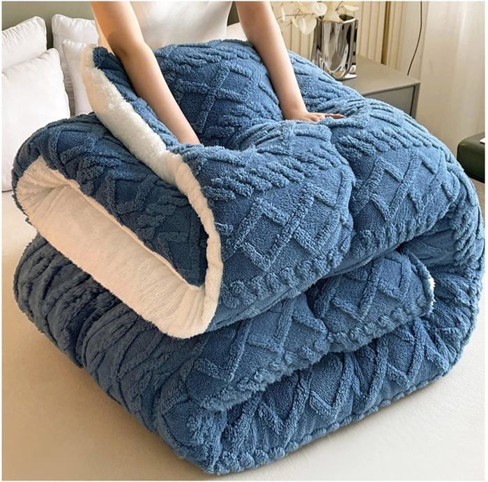 Couette Double en Peluche Lit,180 x 220cm Couverture chaude Super