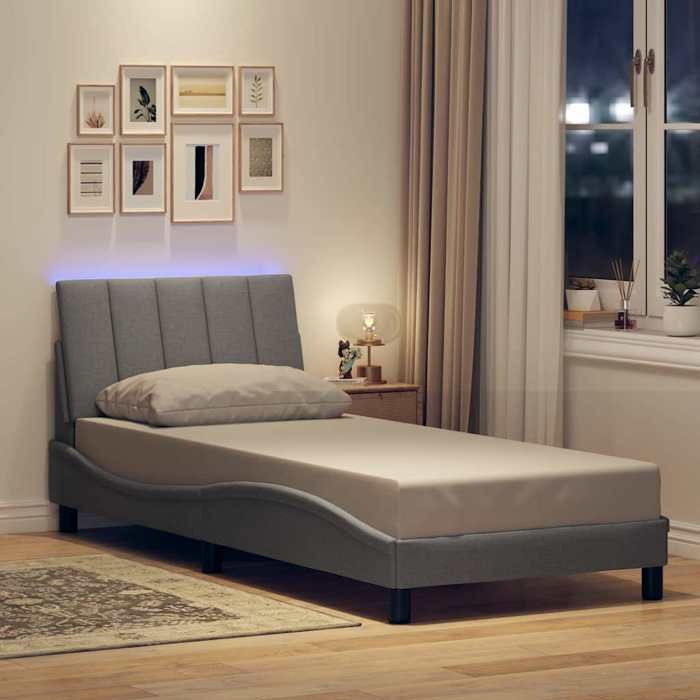 vidaXL Cadre de lit sans matelas Hanko gris clair 90x190 cm tissu 3310426