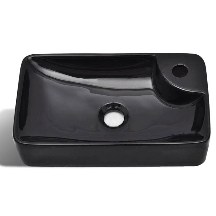 Vasque/Lavabo à trou - UU - pour robinet céramique Noir pour salle de bain L117