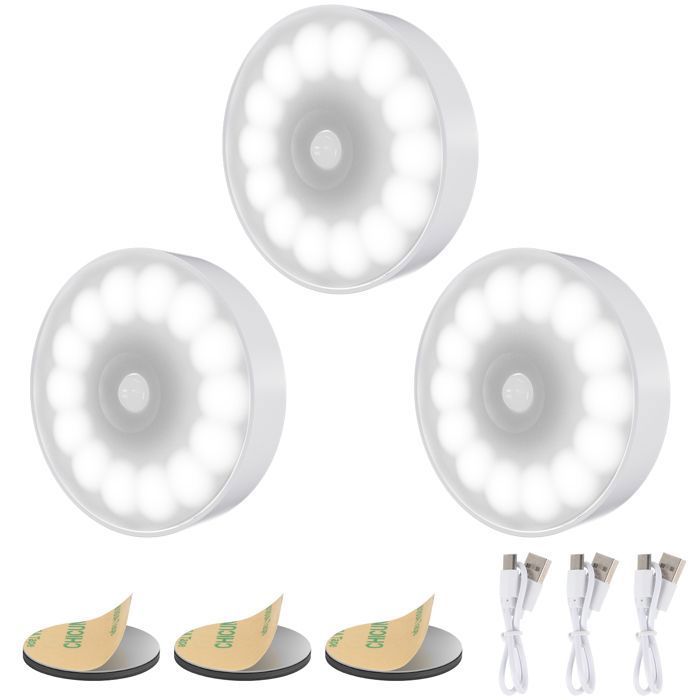 14 LEDs Veilleuse à Induction Veilleuse Détecteur de Mouvement 3 Modes pour Armoires Chambres Escaliers Cuisines Couloirs