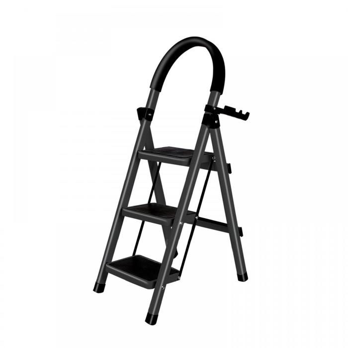 JEOBEST Escabeau 3 Marches Charge 150 kg Echelle Pliable Larges Marche Pied Pliable Antidérapantes Tabouret en Acier Marche Pied
