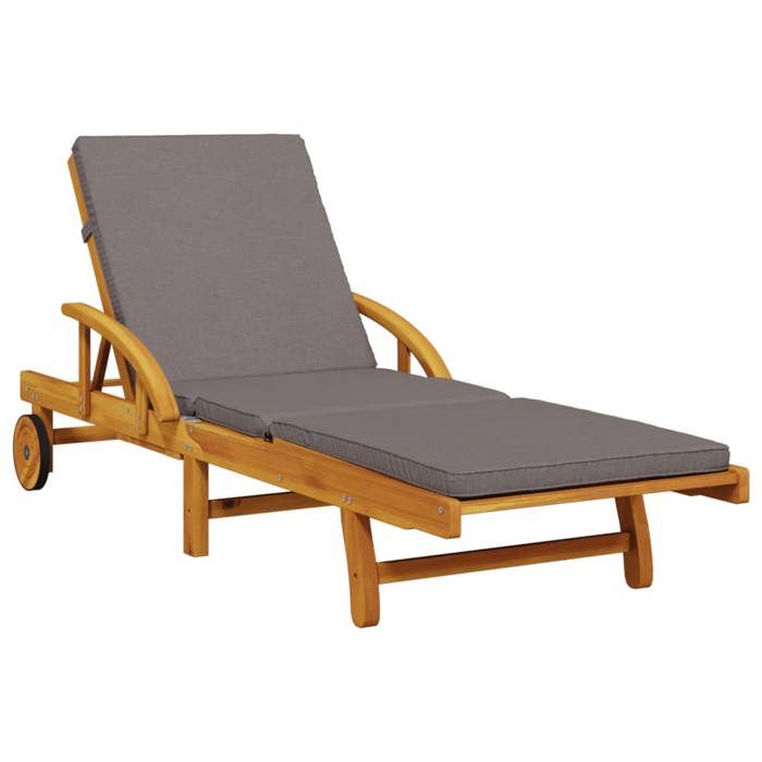 Chaise longue - Transat dextérieur - avec coussin et table - Bois dacacia massiftop vente677157583