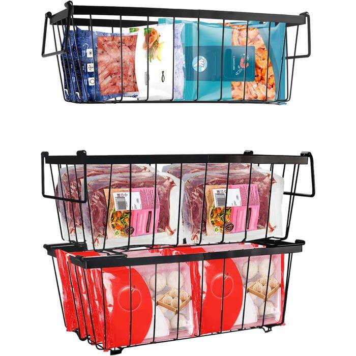 Lot de 4 paniers de rangeent pour congélateur, bacs de rangeent en Lot de 4 paniers de rangeent pour congélateur, bacs de rangeent en