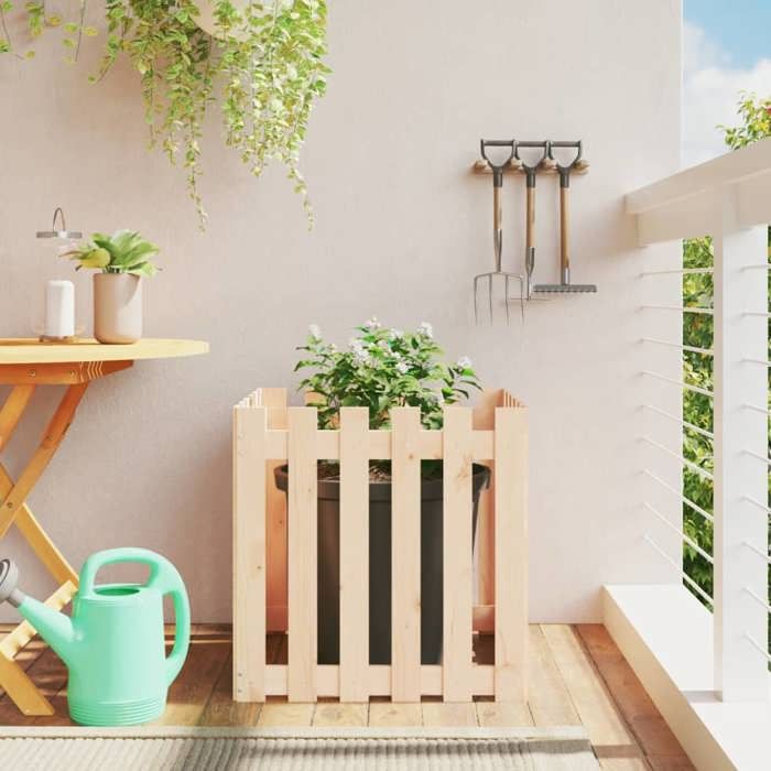 Vidaxl Jardinière avec design de clôture 60x60x60 cm pin massif - vue 2