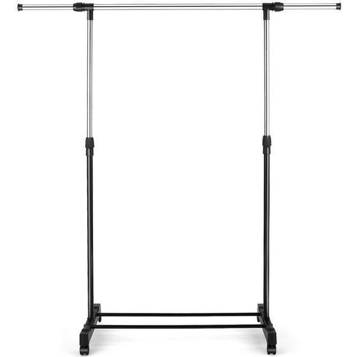 Portant à vêtements portable à hauteur réglable Penderie à Vêtements Mobile en Acier Chromé avec 4 roulettes 125 x 43 x 158