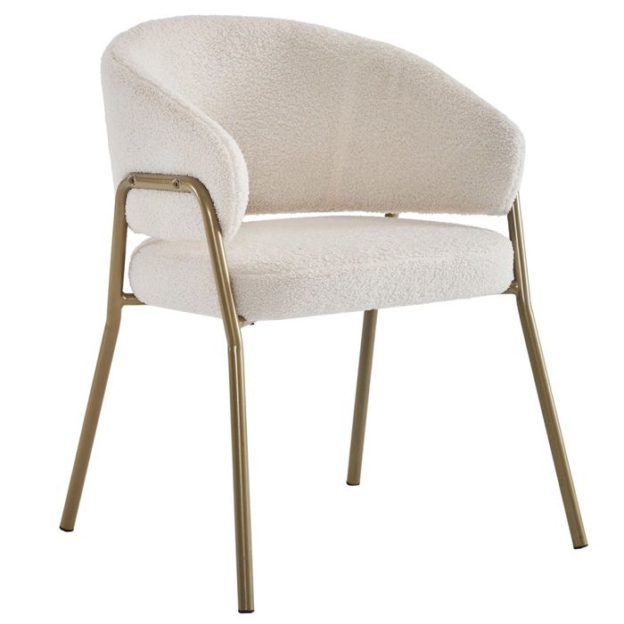 Chaise Blanche en Velours Moderne - Pieds Dorés - Design Élégant pour Salle à Manger (1 Unité)
