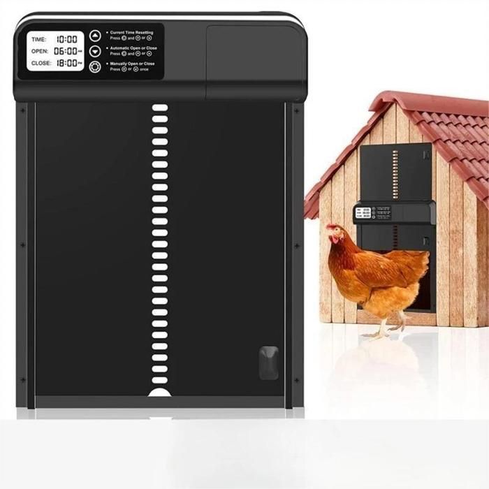 Meilleurs prix pour Porte de Poulailler Automatique Électrique avec Minuterie et Écran LCD Ouverture et Fermeture Automatiques Conception